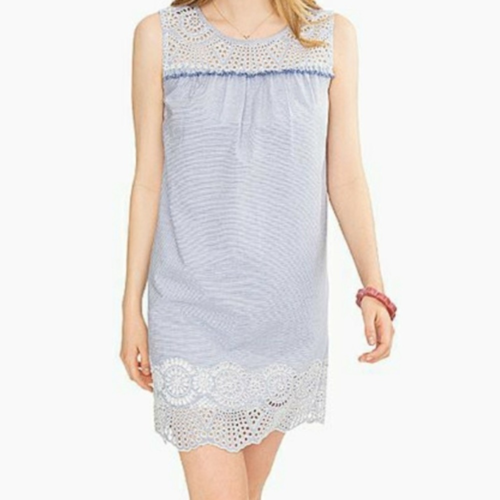 NWT Southern Tide Katrina Eyelet Women’s Preppy Seersucker Blue White Mini Dress